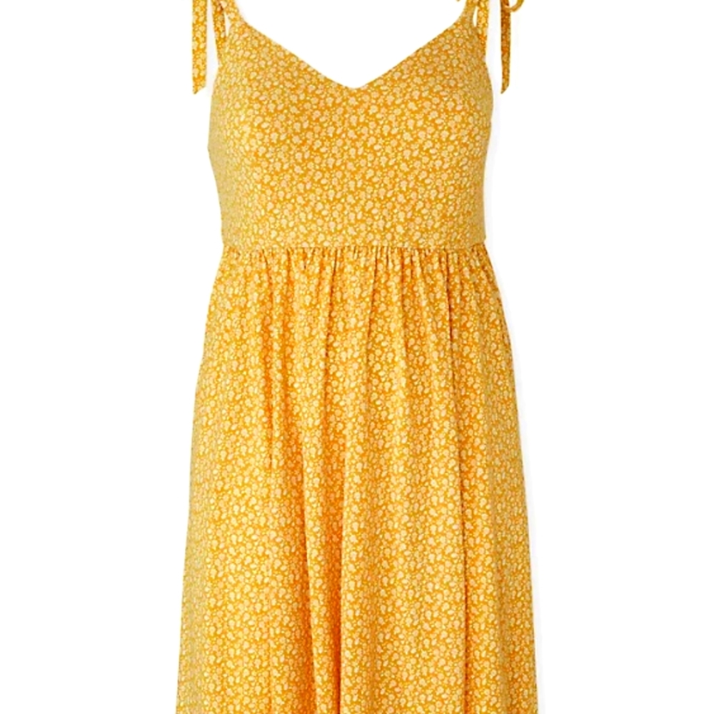 torrid Yellow Floral Tie-Shoulder Mini Dress